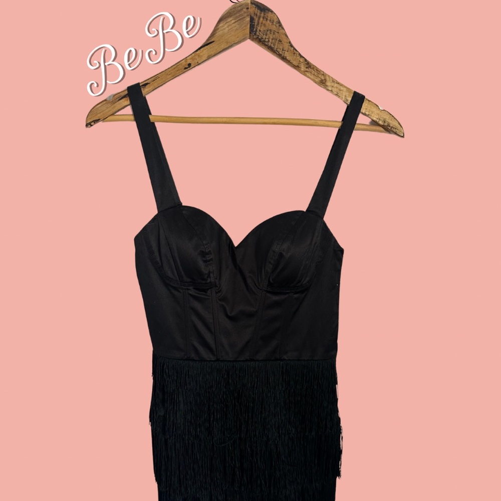 Bebe Elegant Black Fringe Dress